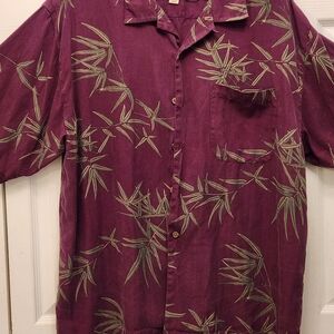 Tommy Bahama Men's Purple Bamboo Print Shirt Sz Xl